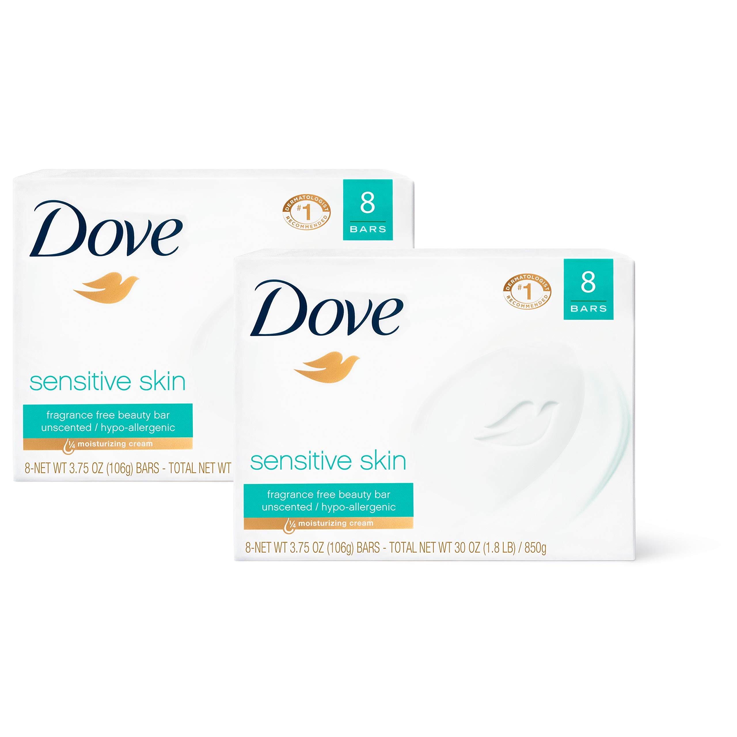 Dove Beauty Bar Gently Cleanses and Nourishes Sensitive Skin Effectively Washes Away Bacteria While Nourishing Your Skin 3.75 oz 16 Bars